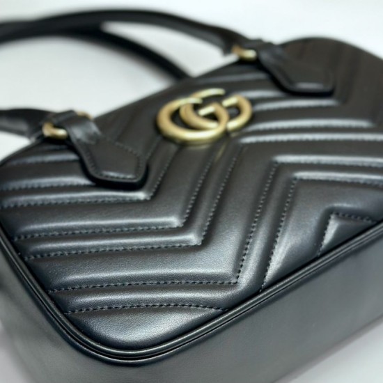 Replica Borsa piccola con manico superiore Gucci GG Marmont 795199 Nera