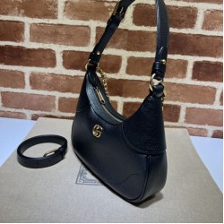 Replica Borsa a tracolla piccola a forma di mezzaluna Gucci Aphrodite 731817 Nera