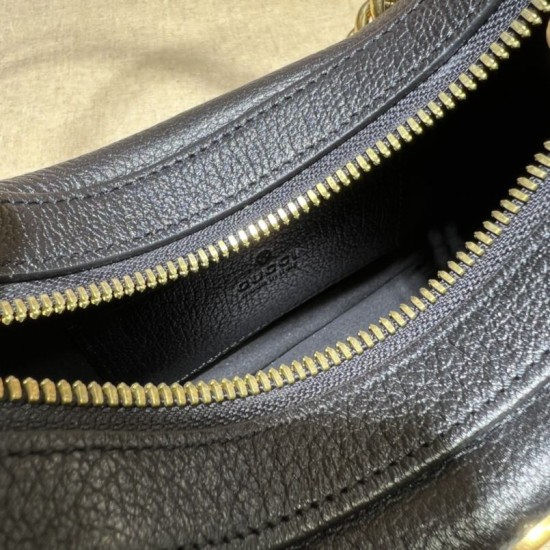 Replica Borsa a tracolla piccola a forma di mezzaluna Gucci Aphrodite 731817 Nera