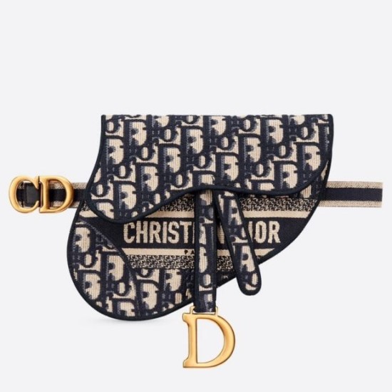 Replica Dior Saddle Pouch Marsupio Oblique Tela Blu