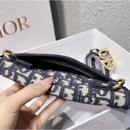 Replica Dior Saddle Pouch Marsupio Oblique Tela Blu
