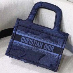 Replica Dior Mini Book Tote Borsa Dior Tela mimetica Blu