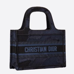 Replica Dior Mini Book Tote Borsa Dior Tela mimetica Blu