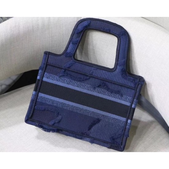 Replica Dior Mini Book Tote Borsa Dior Tela mimetica Blu