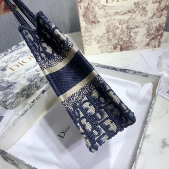 Replica Dior Mini Book Tote Borsa Dior Oblique Canvas Blu