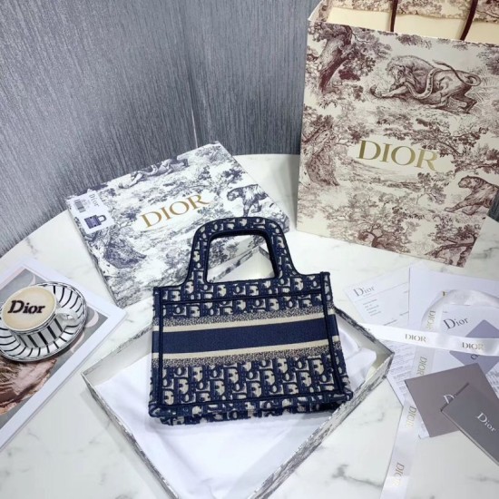 Replica Dior Mini Book Tote Borsa Dior Oblique Canvas Blu