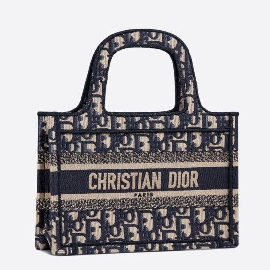 Replica Dior Mini Book Tote Borsa Dior Oblique Canvas Blu