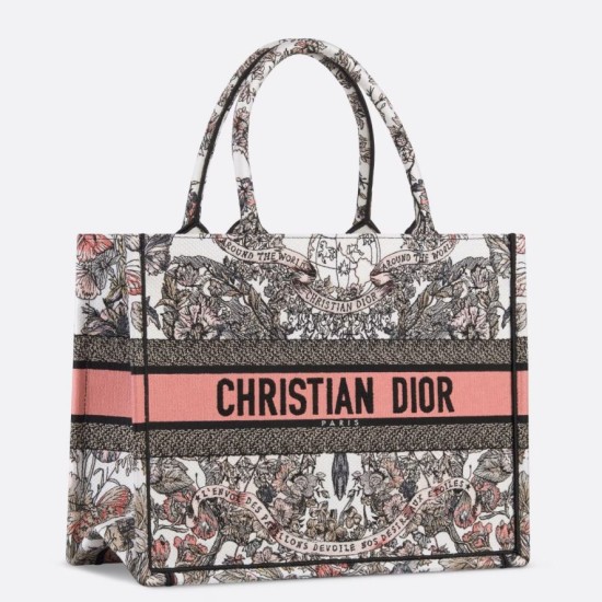 Replica Dior Medium Book Tote Borsa Dior Farfalla intorno al mondo ricamato