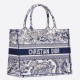 Replica Borsa tote Dior piccola a libro Toile De Jouy con motivo tela blu