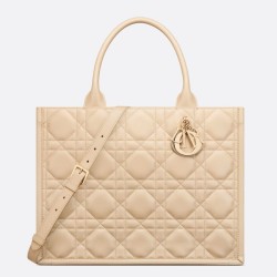 Replica Borsa Dior Media Book Tote con tracolla Borsa Dior Macrocannage Beige