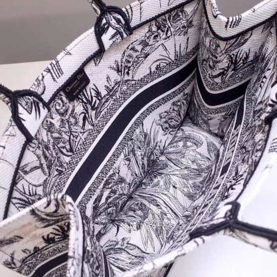 Replica Borsa Dior Book Tote Toile de Jouy Carnivora Motivo Grigio