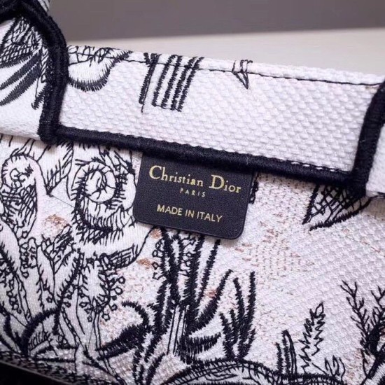 Replica Borsa Dior Book Tote Toile de Jouy Carnivora Motivo Grigio