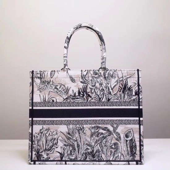 Replica Borsa Dior Book Tote Toile de Jouy Carnivora Motivo Grigio