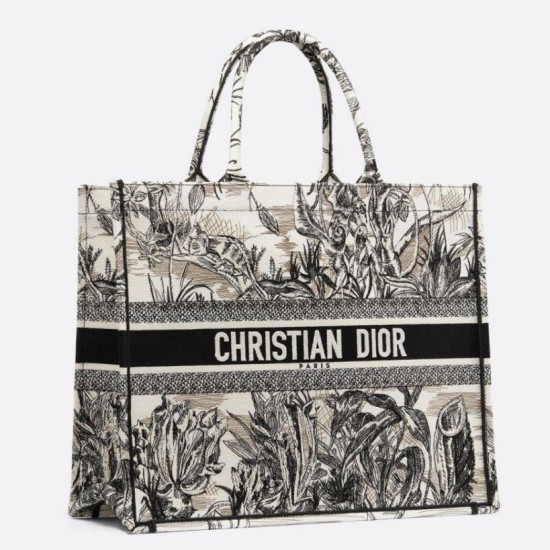 Replica Borsa Dior Book Tote Toile de Jouy Carnivora Motivo Grigio