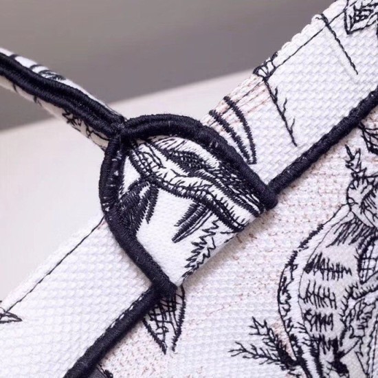 Replica Borsa Dior Book Tote Toile de Jouy Carnivora Motivo Grigio