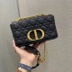 Replica Borsa Dior piccola Caro in pelle di vitello Cannage nera
