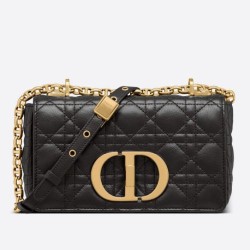 Replica Borsa Dior piccola Caro in pelle di vitello Cannage nera