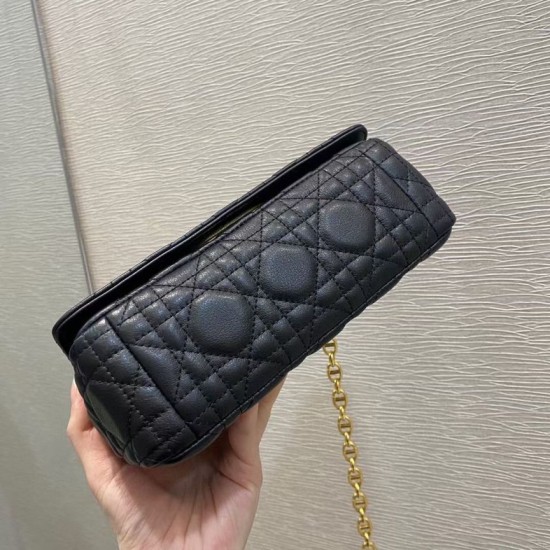 Replica Borsa Dior piccola Caro in pelle di vitello Cannage nera