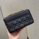 Replica Borsa Dior piccola Caro in pelle di vitello Cannage nera