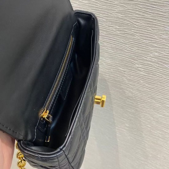 Replica Borsa Dior piccola Caro in pelle di vitello Cannage nera
