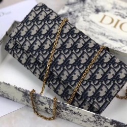 Replica Pochette Dior Su Catena Obliqua Tela Blu