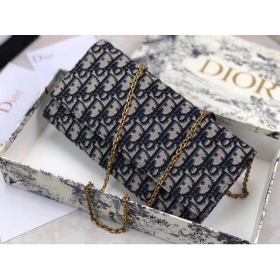 Replica Pochette Dior Su Catena Obliqua Tela Blu