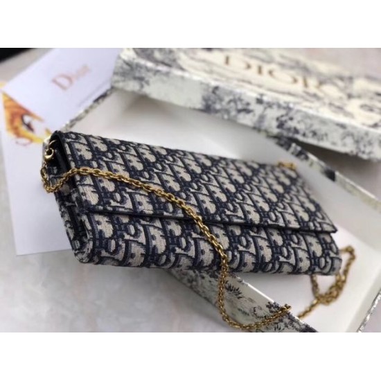 Replica Pochette Dior Su Catena Obliqua Tela Blu