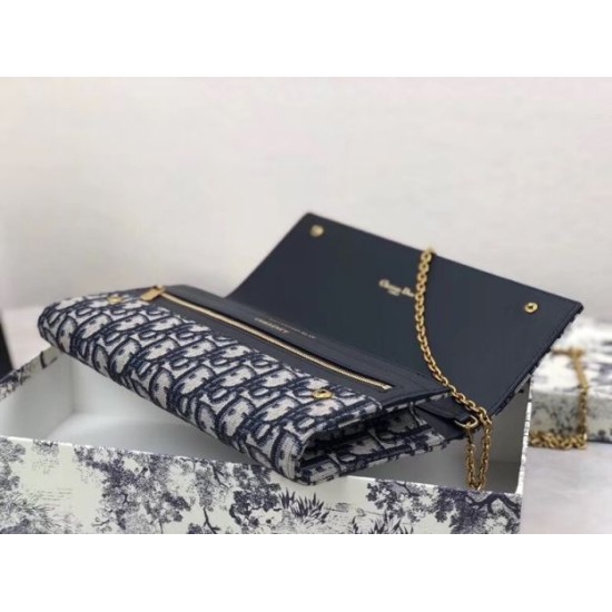 Replica Pochette Dior Su Catena Obliqua Tela Blu