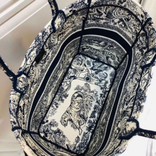 Replica Borsa tote Dior Catherine Toile de Jouy ricamata Blu