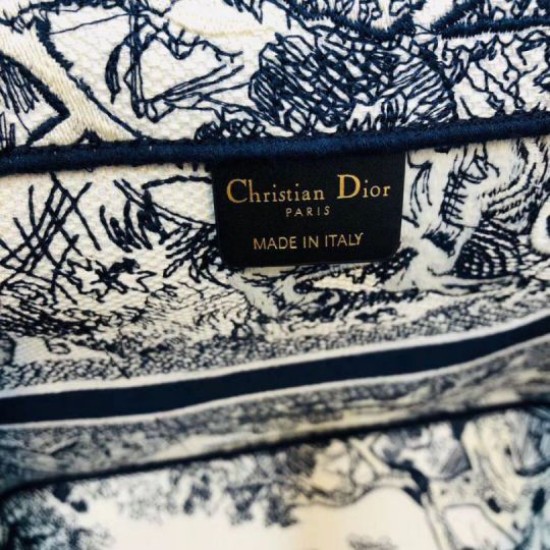 Replica Borsa tote Dior Catherine Toile de Jouy ricamata Blu