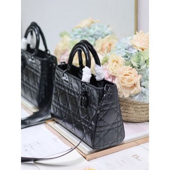 Replica Dior Medium Lady D-Sire Borsa My ABCDior Dior stropicciata nera