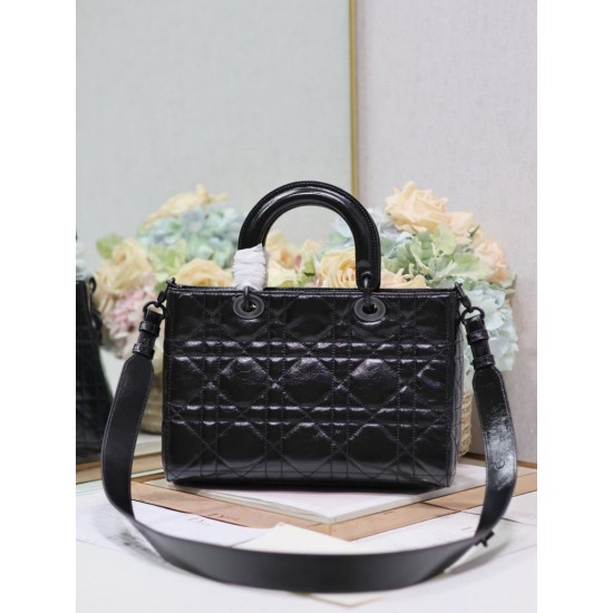 Replica Dior Medium Lady D-Sire Borsa My ABCDior Dior stropicciata nera