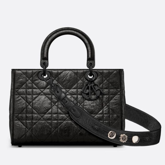 Replica Dior Medium Lady D-Sire Borsa My ABCDior Dior stropicciata nera