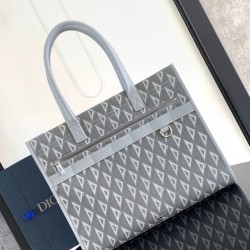 Replica Borsa tote Dior Safari CD Diamond Tela Grigia
