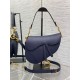 Replica Borsa Saddle Dior con tracolla in pelle di vitello granulata blu indaco