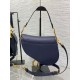 Replica Borsa Saddle Dior con tracolla in pelle di vitello granulata blu indaco