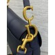 Replica Borsa Saddle Dior con tracolla in pelle di vitello granulata blu indaco