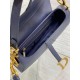 Replica Borsa Saddle Dior con tracolla in pelle di vitello granulata blu indaco