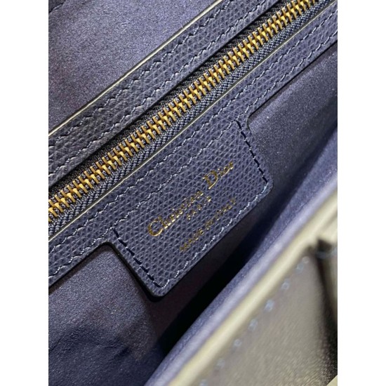 Replica Borsa Saddle Dior con tracolla in pelle di vitello granulata blu indaco