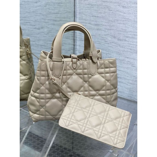 Replica Borsa Dior Toujours Media In Vitello Macrocannage Beige