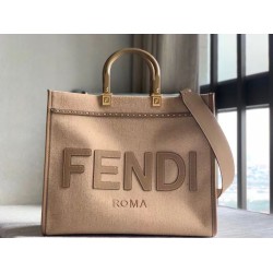 Replica Borsa shopper media Fendi Sunshine in flanella marrone
