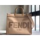 Replica Borsa shopper media Fendi Sunshine in flanella marrone