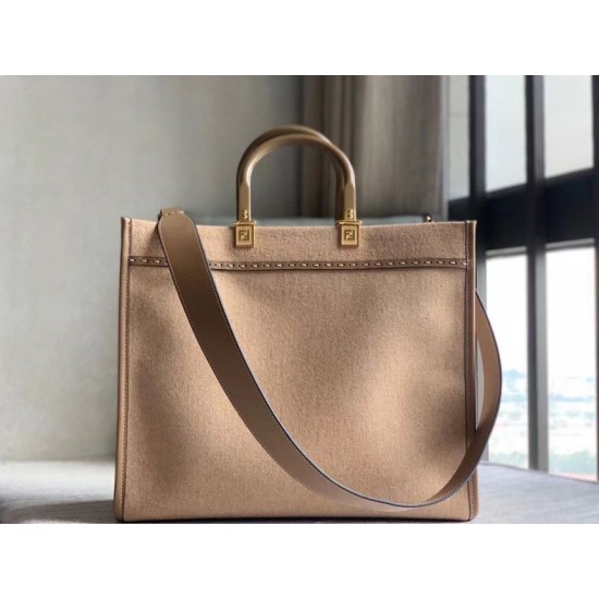 Replica Borsa shopper media Fendi Sunshine in flanella marrone