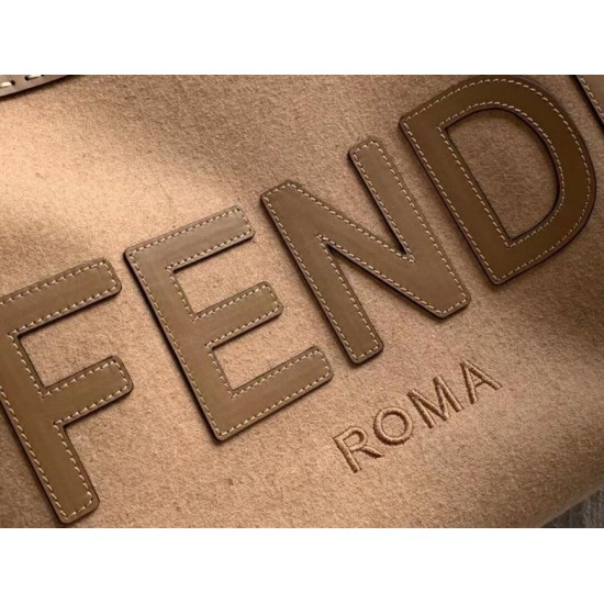 Replica Borsa shopper media Fendi Sunshine in flanella marrone