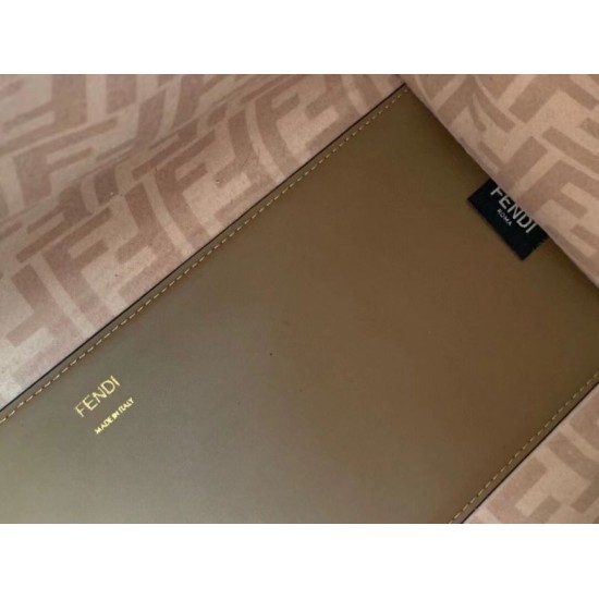 Replica Borsa shopper media Fendi Sunshine in flanella marrone