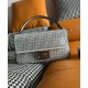 Replica Borsa Fendi Baguette Media Borchie Sfaccettate motivo FF 8BR600 Argento