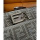 Replica Borsa Fendi Baguette Media Borchie Sfaccettate motivo FF 8BR600 Argento