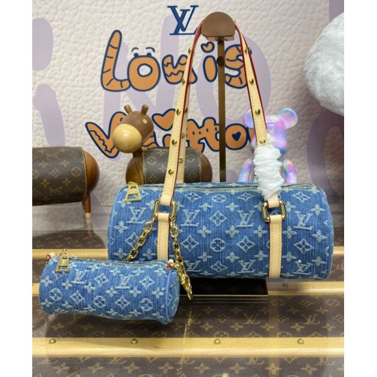 Replica Borsa Louis Vuitton Papillon LV M46830 Denim monogram blu