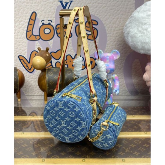 Replica Borsa Louis Vuitton Papillon LV M46830 Denim monogram blu