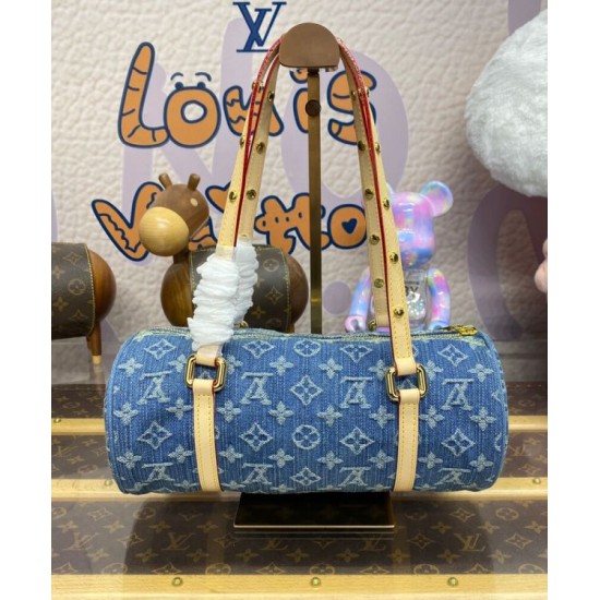 Replica Borsa Louis Vuitton Papillon LV M46830 Denim monogram blu